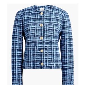 J. Crew Blue Plaid Tweed Lady Jacket Blazer